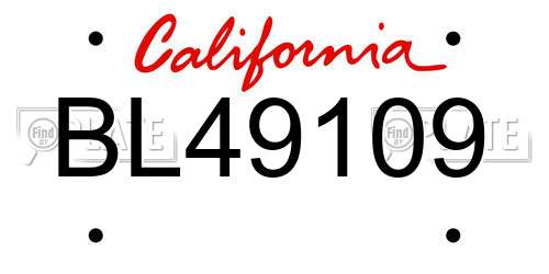 BL49109 California License Plate