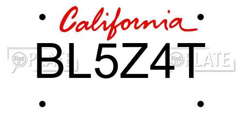 BL5Z4T California License Plate