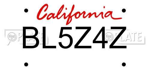 BL5Z4Z California License Plate