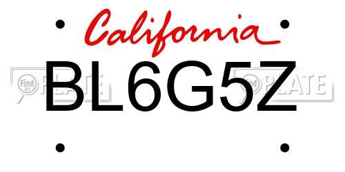 BL6G5Z California License Plate