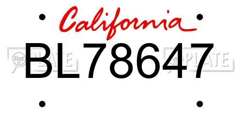 BL78647 California License Plate