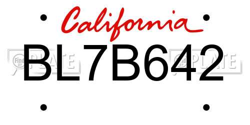 BL7B642 California License Plate