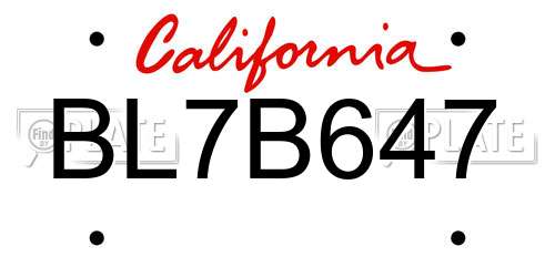 BL7B647 California License Plate