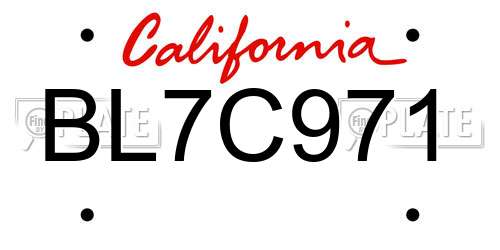 BL7C971 California License Plate