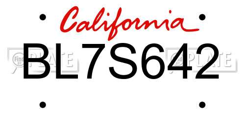 BL7S642 California License Plate