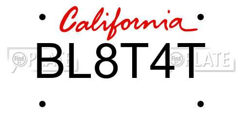 BL8T4T California License Plate