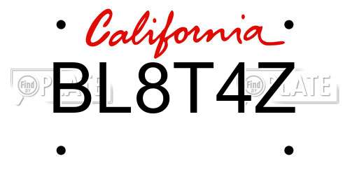 BL8T4Z California License Plate