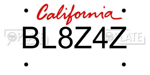 BL8Z4Z California License Plate