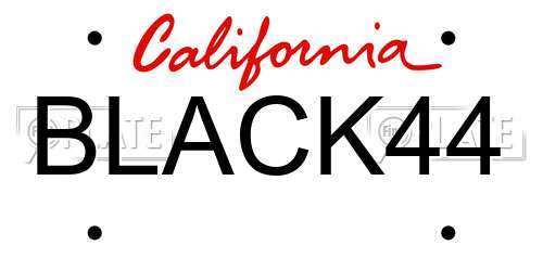 BLACK44 California License Plate
