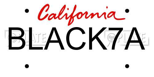 BLACK7A California License Plate