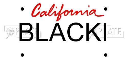 BLACKI California License Plate
