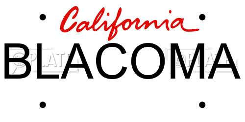 BLACOMA California License Plate