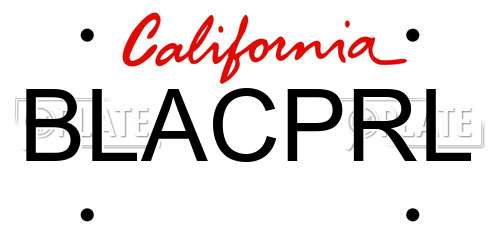 BLACPRL California License Plate