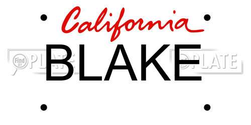 BLAKE California License Plate