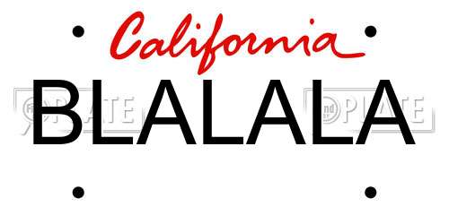 BLALALA California License Plate