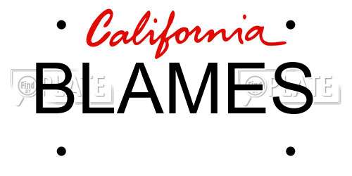 BLAMES California License Plate