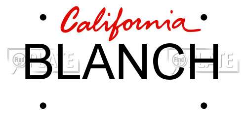 BLANCH California License Plate