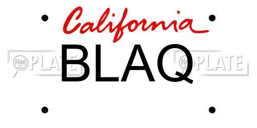 BLAQ California License Plate