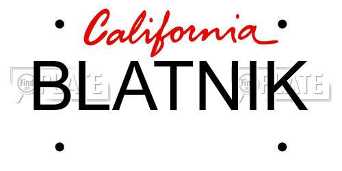 BLATNIK California License Plate