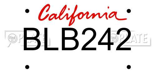 BLB242 California License Plate