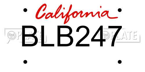 BLB247 California License Plate