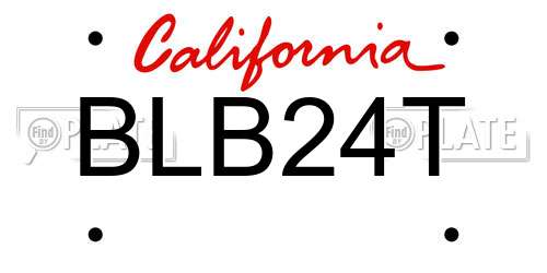 BLB24T California License Plate