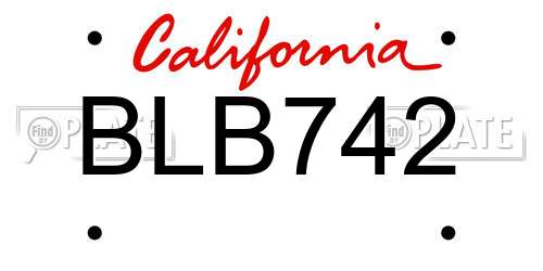 BLB742 California License Plate
