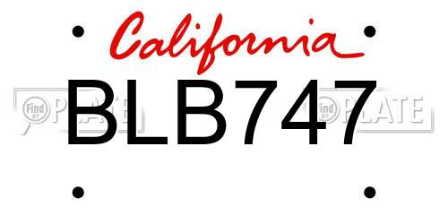 BLB747 California License Plate
