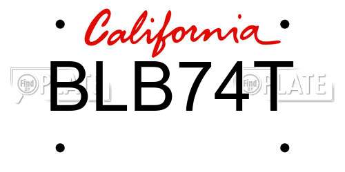 BLB74T California License Plate