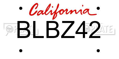 BLBZ42 California License Plate