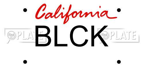 BLCK California License Plate