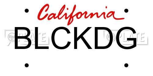 BLCKDG California License Plate