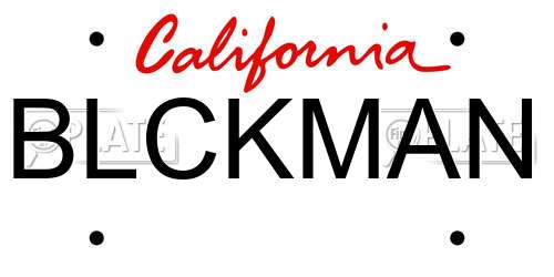 BLCKMAN California License Plate