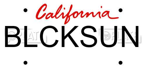 BLCKSUN California License Plate