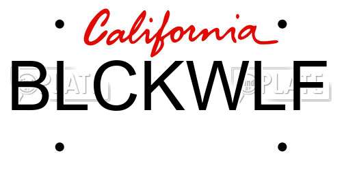 BLCKWLF California License Plate