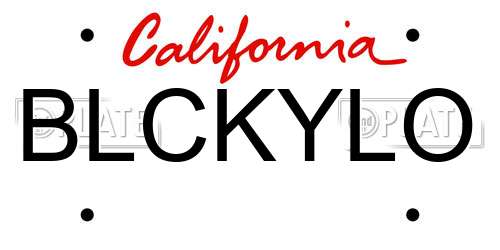 BLCKYLO California License Plate