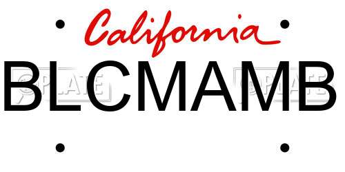 BLCMAMB California License Plate