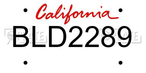 BLD2289 California License Plate