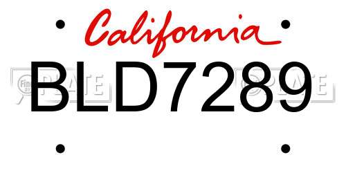BLD7289 California License Plate
