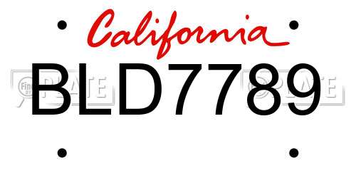 BLD7789 California License Plate