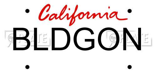 BLDGON California License Plate