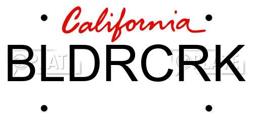 BLDRCRK California License Plate