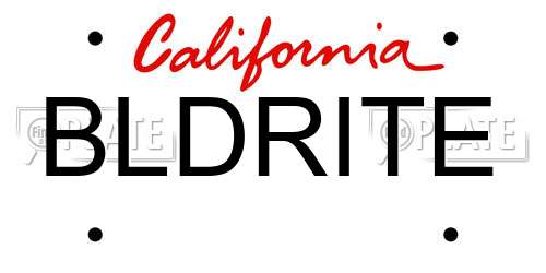 BLDRITE California License Plate