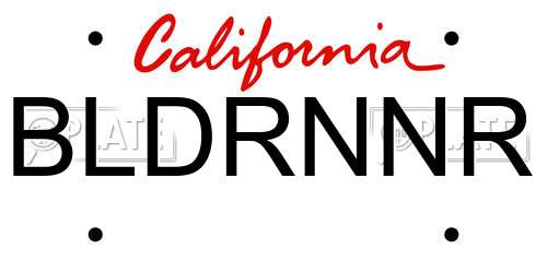 BLDRNNR California License Plate