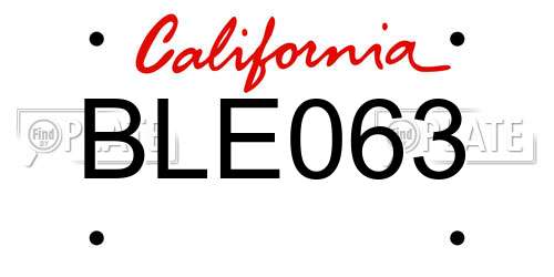 BLE063 California License Plate