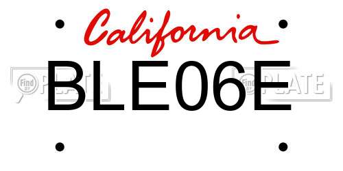 BLE06E California License Plate