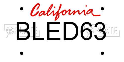 BLED63 California License Plate