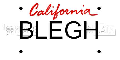 BLEGH California License Plate