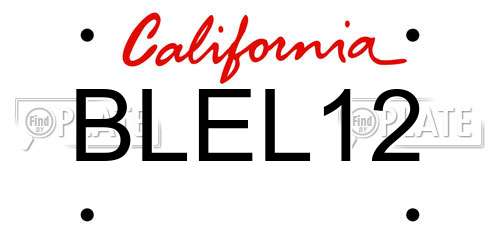 BLEL12 California License Plate