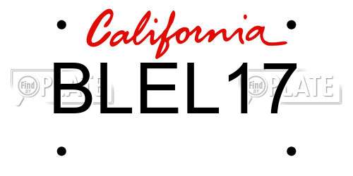 BLEL17 California License Plate